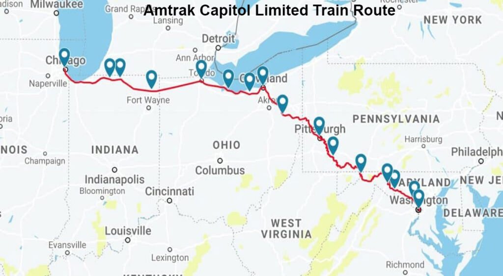 Amtrak Capitol Limited Train Route
