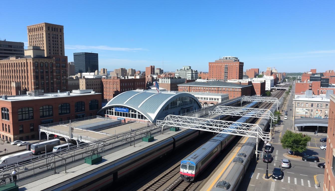 Which Amtrak station is closest to Boston Logan Airport