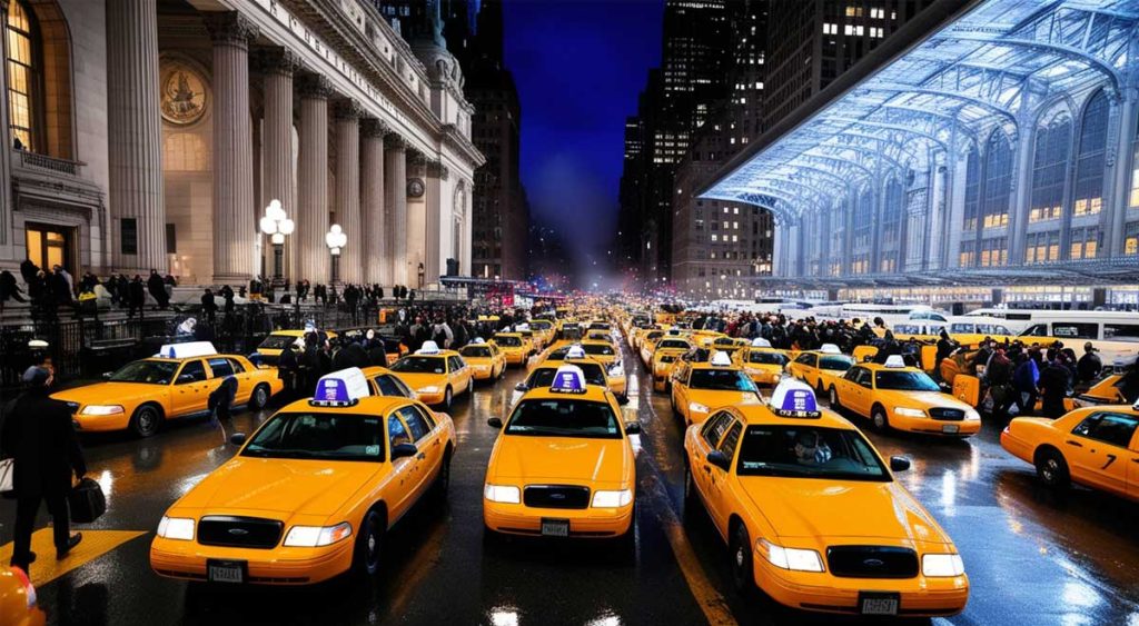 For a direct ride to JFK, taxis and rideshares are readily available outside Penn Station and Moynihan Train Hall.