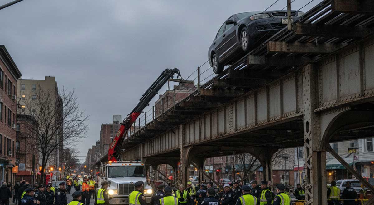 Car Drives Onto Elevated Tracks in Brooklyn, Halts B/Q Trains